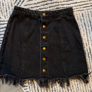 Forever 21 Black Jean distressed mini skirt